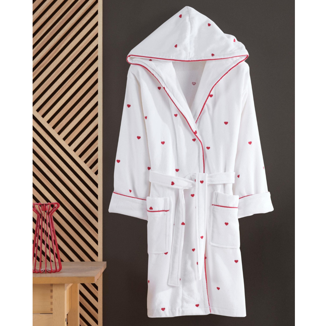 Cotton Dressing Gown Bathrobe Hearts