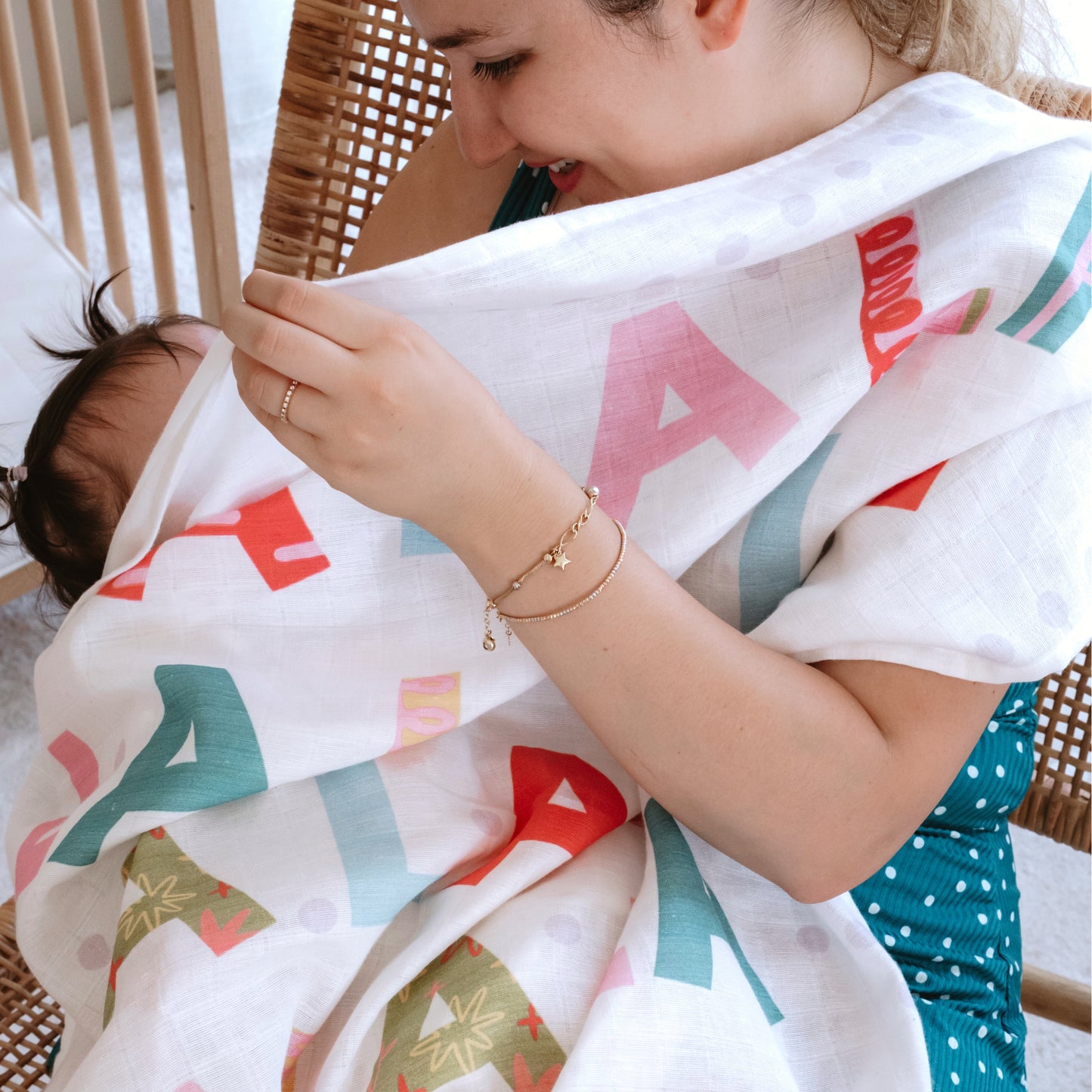 Fa La La La Baby Muslin Swaddle Blanket Christmas New Year