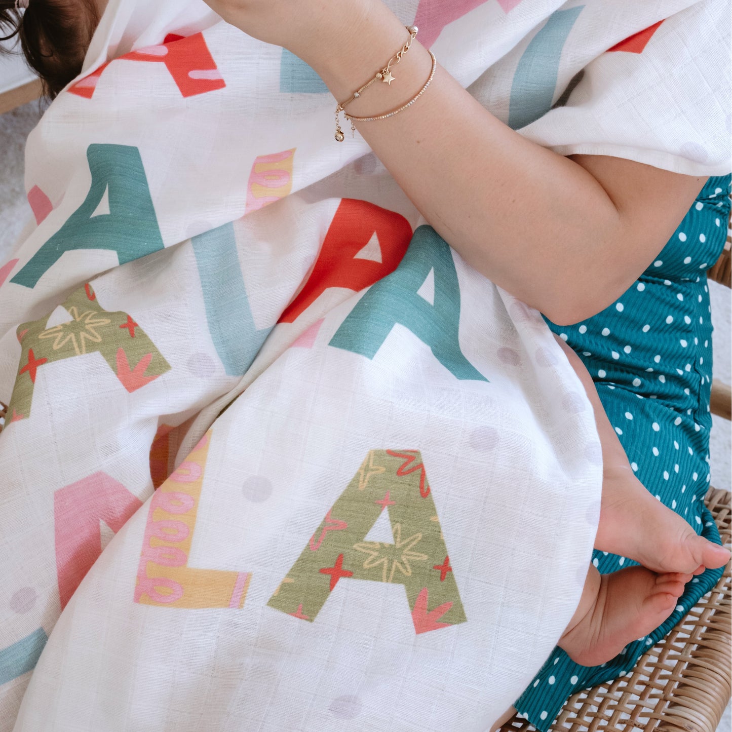 Fa La La La Baby Muslin Swaddle Blanket Christmas New Year