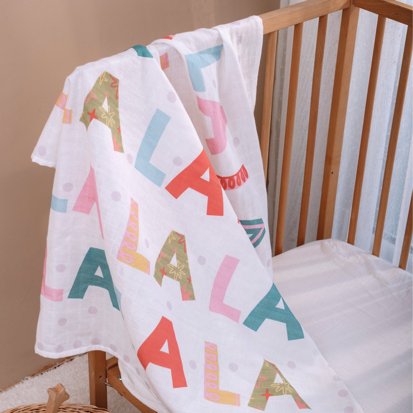 Fa La La La Baby Muslin Swaddle Blanket Christmas New Year