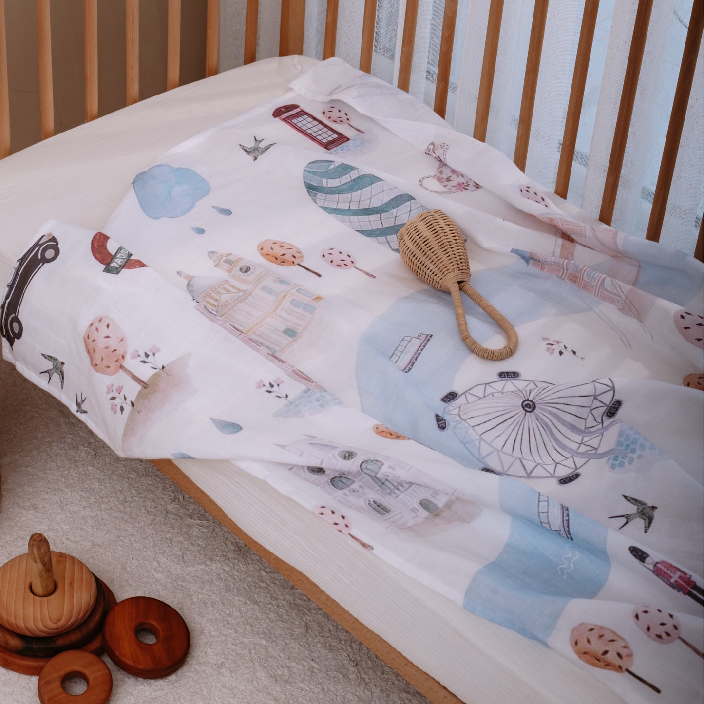 Baby Muslin Swaddle Blanket  - London