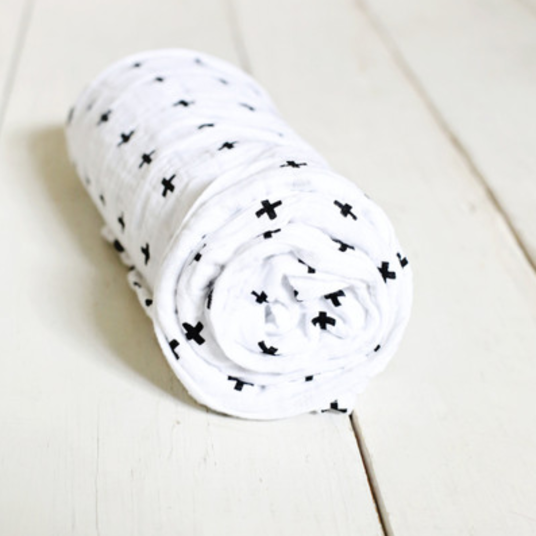 Muslin Swaddle Baby Blanket - Black & White Sensory