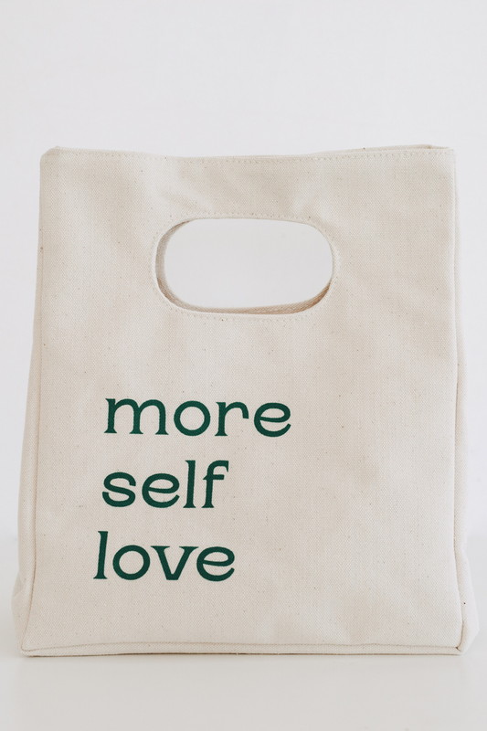 More Self Love Canvas Coffee Lunch Picnic Bag