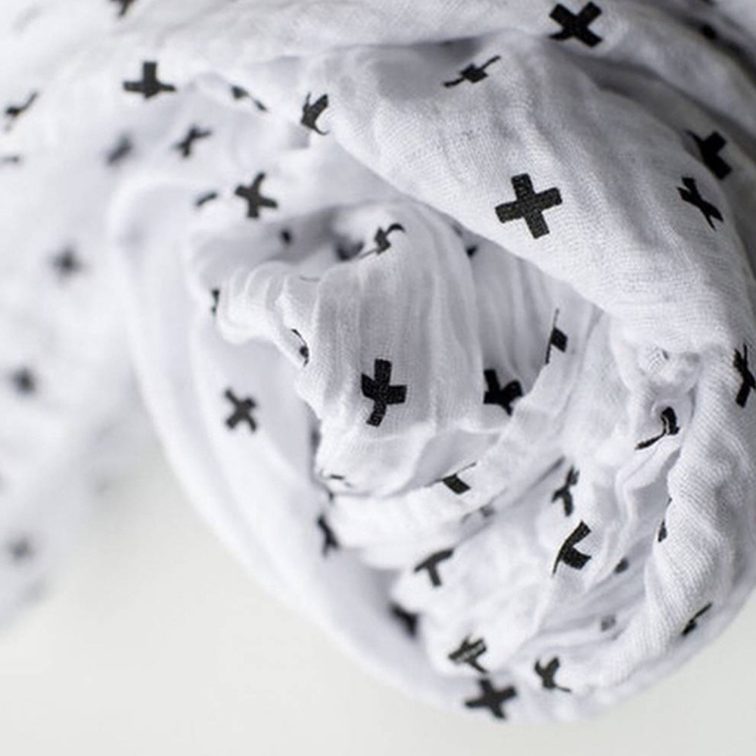 Muslin Swaddle Baby Blanket - Black & White Sensory