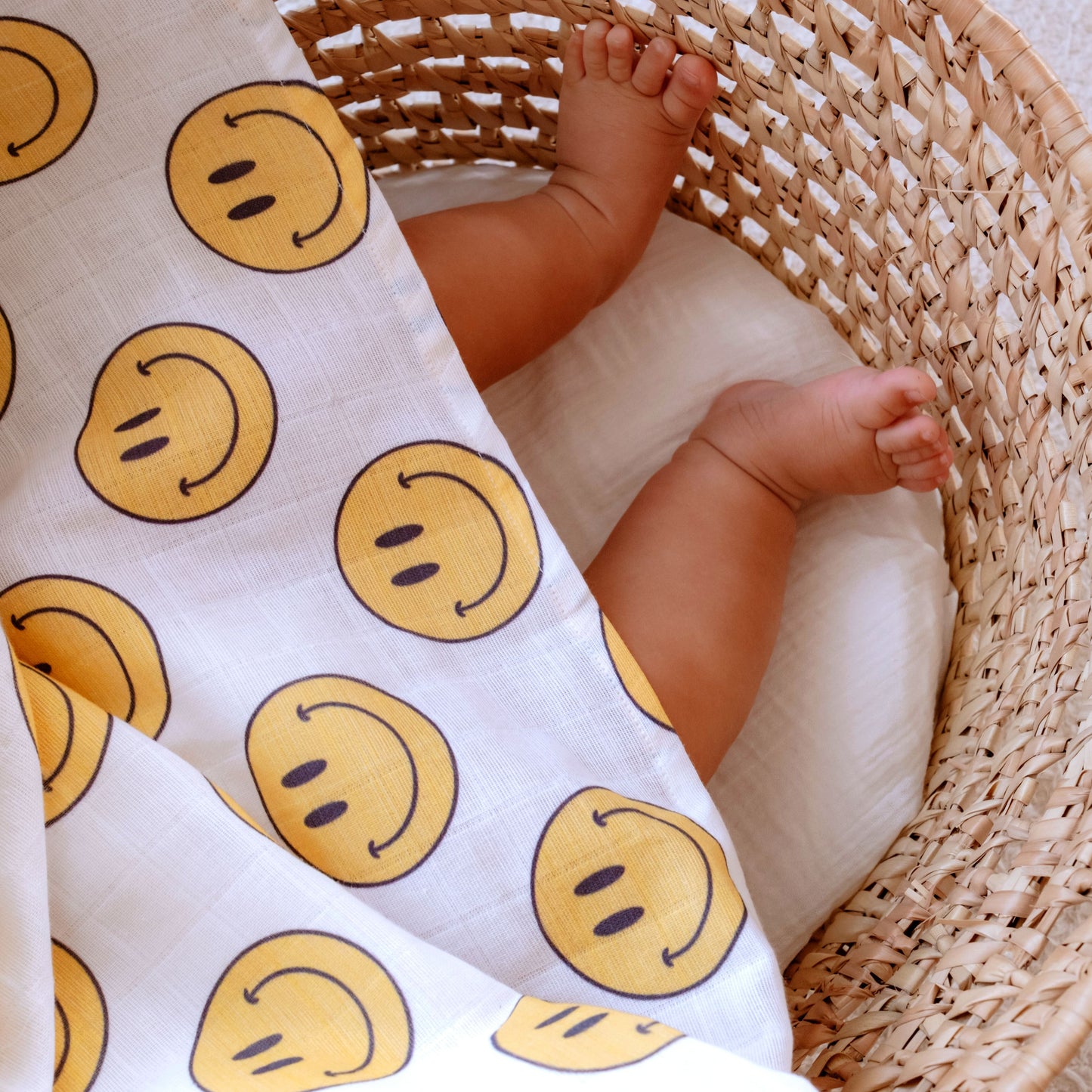 Muslin Swaddle Baby Blanket - Smiley