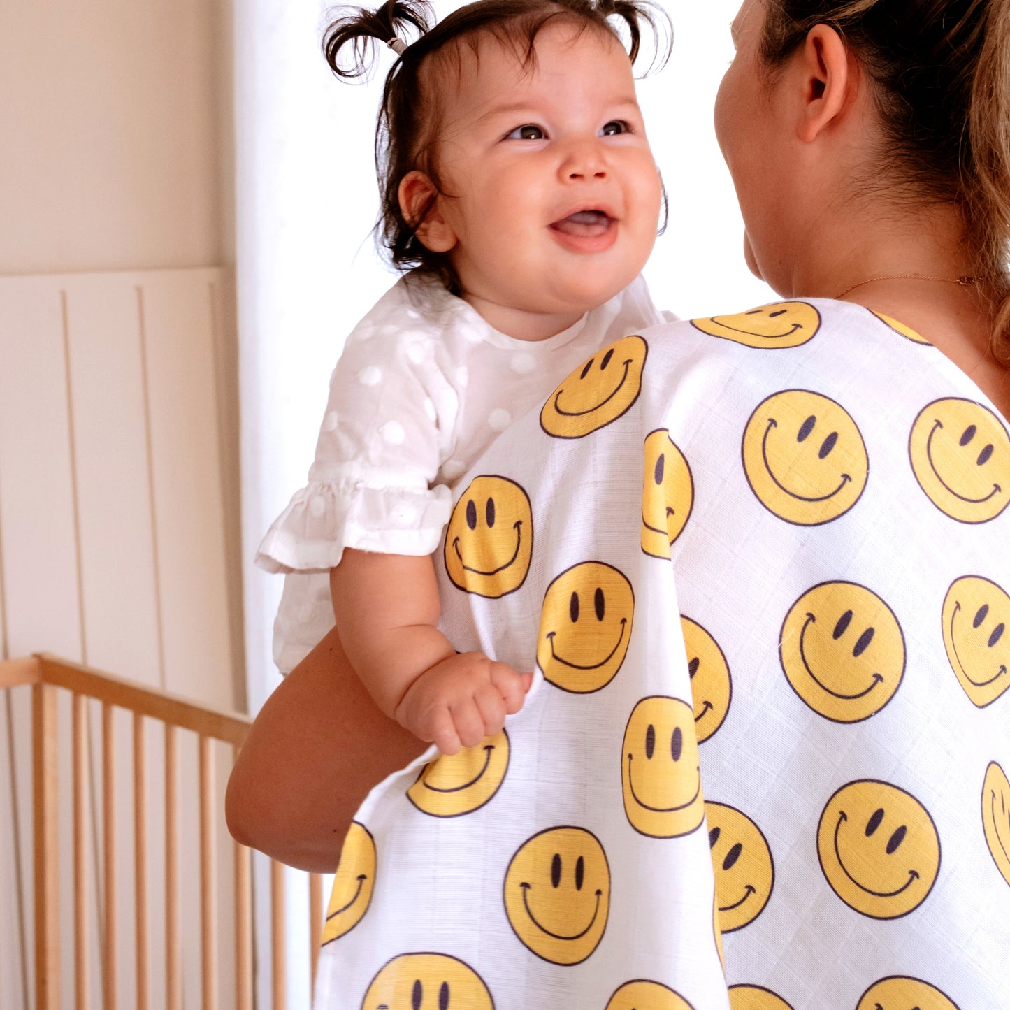 Muslin Swaddle Baby Blanket - Smiley