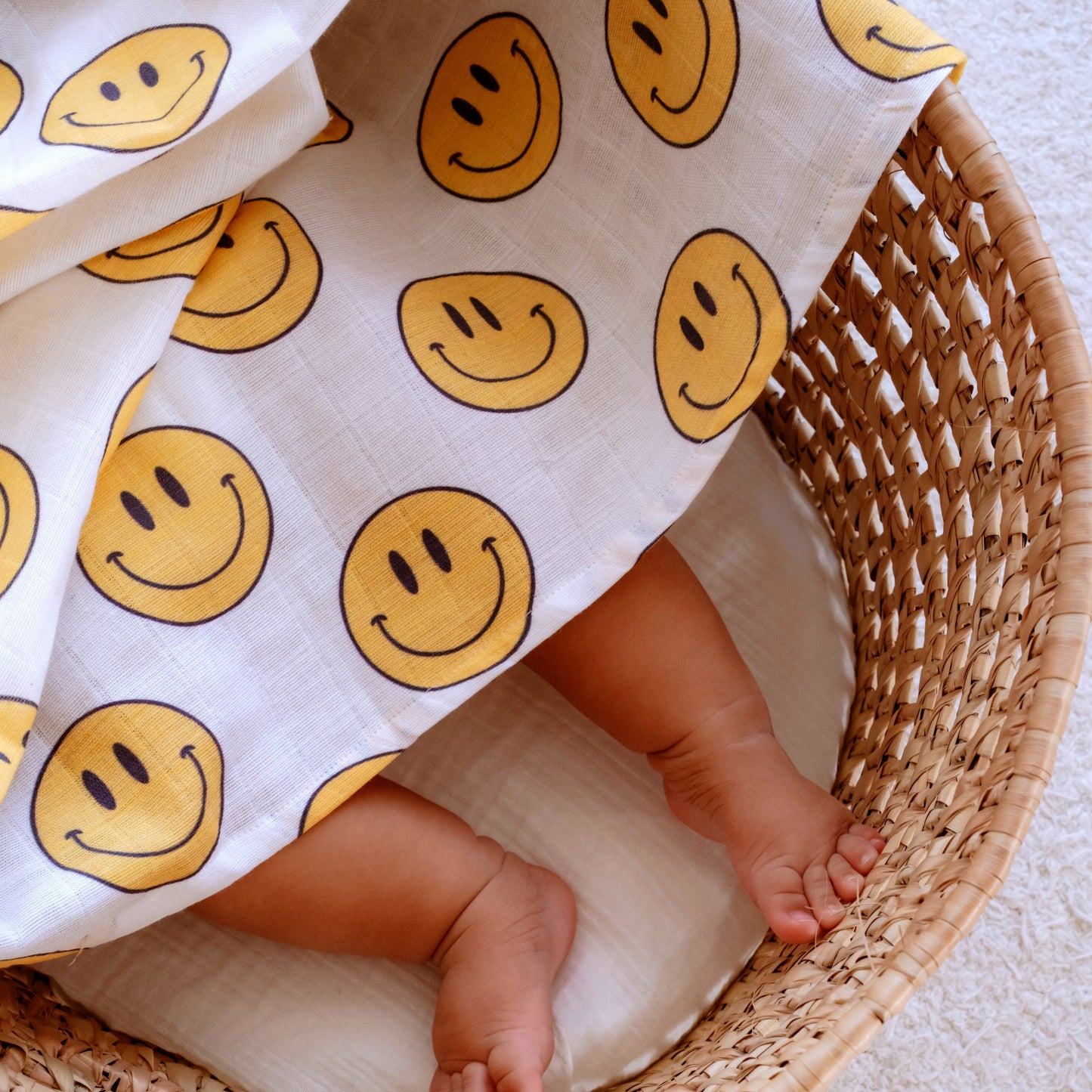 Muslin Swaddle Baby Blanket - Smiley