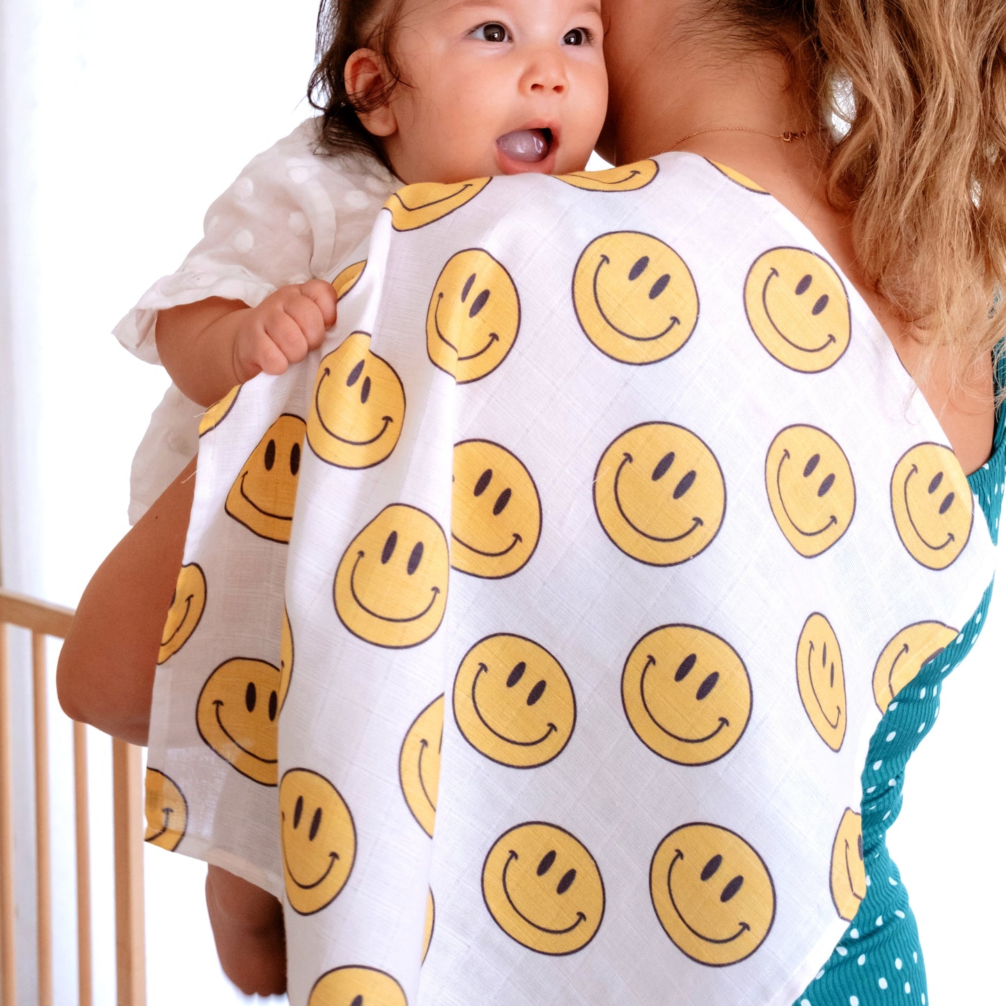 Muslin Swaddle Baby Blanket - Smiley